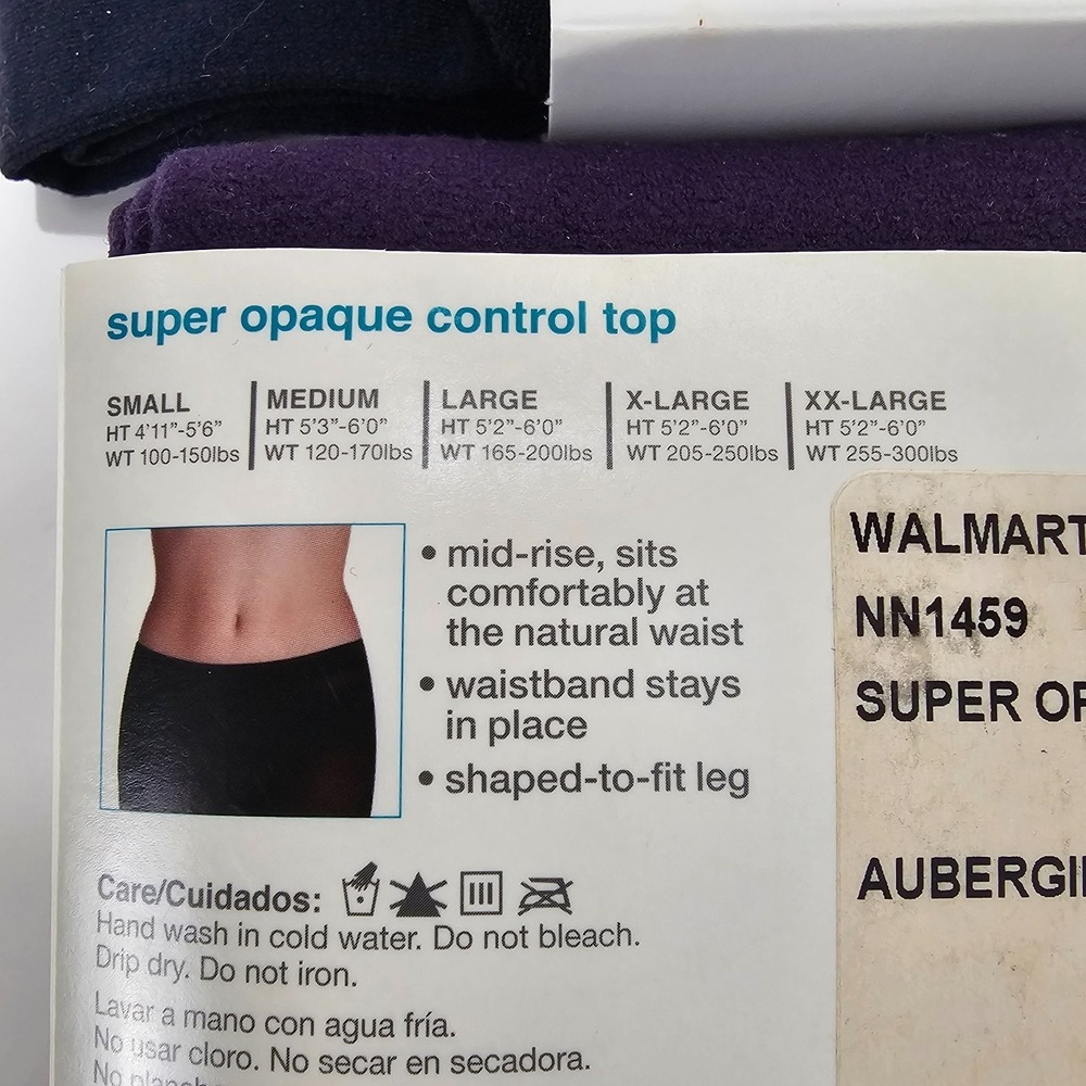 Lot of 2 Pairs No Nonsense Women's Tights Blue and‎ Purple Size XL - Picture 4 of 16